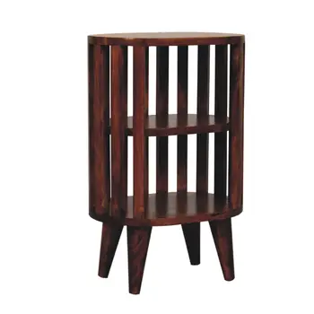 22" Chestnut Solid Wood Oval Two Shelf Nightstand