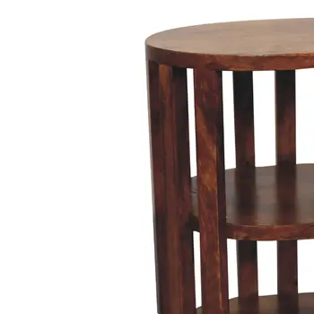 22" Chestnut Solid Wood Oval Two Shelf Nightstand