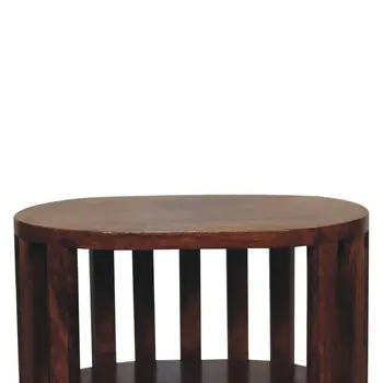 22" Chestnut Solid Wood Oval Two Shelf Nightstand