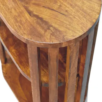 22" Chestnut Solid Wood Oval Two Shelf Nightstand