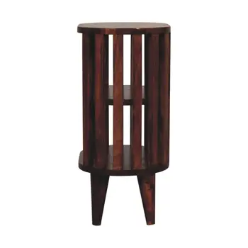 22" Chestnut Solid Wood Oval Two Shelf Nightstand