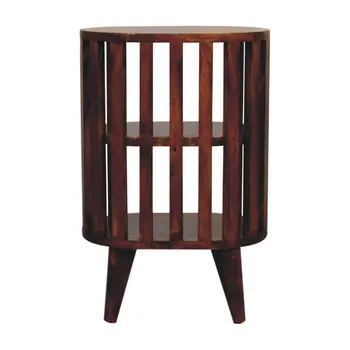 22" Chestnut Solid Wood Oval Two Shelf Nightstand