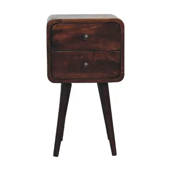 22" Walnut Solid Wood Square Two Drawer Nightstand