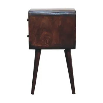 22" Walnut Solid Wood Square Two Drawer Nightstand