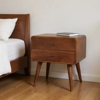 24" Chestnut Solid Wood Two Drawer Nightstand