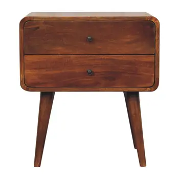 24" Chestnut Solid Wood Two Drawer Nightstand