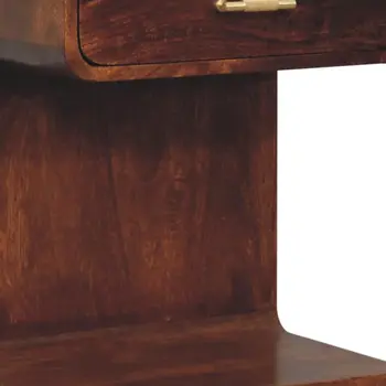22" Chestnut Solid Wood One Drawer Nightstand With Floor Shelf