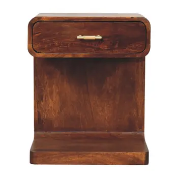 22" Chestnut Solid Wood One Drawer Nightstand With Floor Shelf