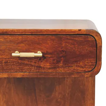 22" Chestnut Solid Wood One Drawer Nightstand With Floor Shelf