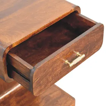 22" Chestnut Solid Wood One Drawer Nightstand With Floor Shelf