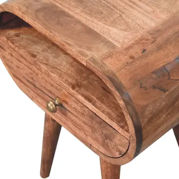 21" Brown Solid Wood Oval One Drawer Nightstand