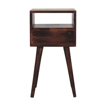 22" Walnut Solid Wood Square One Drawer Nightstand