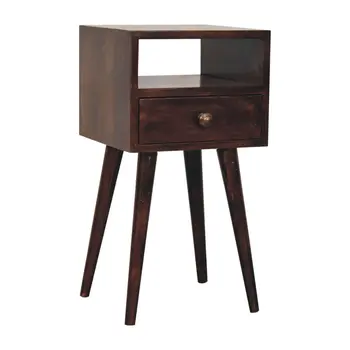 22" Walnut Solid Wood Square One Drawer Nightstand
