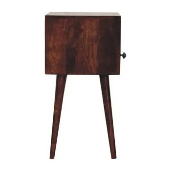 22" Walnut Solid Wood Square One Drawer Nightstand