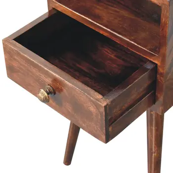 22" Walnut Solid Wood Square One Drawer Nightstand