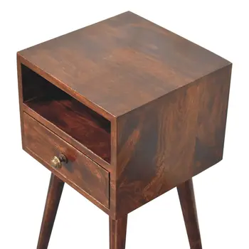 22" Walnut Solid Wood Square One Drawer Nightstand
