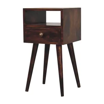 22" Walnut Solid Wood Square One Drawer Nightstand