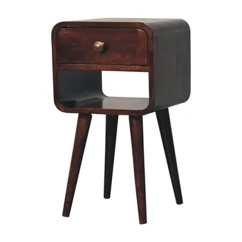 22" Walnut Solid Wood Square One Drawer Nightstand