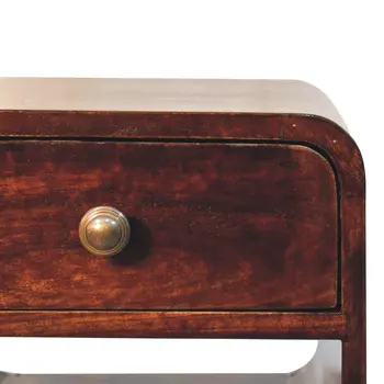 22" Walnut Solid Wood Square One Drawer Nightstand