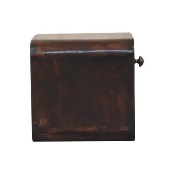 16" Walnut Solid Wood Round One Drawer Floating Nightstand