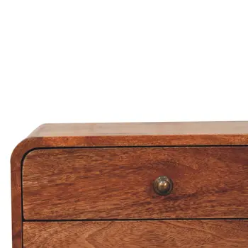 18" Brown Solid Wood Two Drawer Floating Nightstand