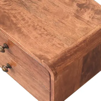 18" Brown Solid Wood Two Drawer Floating Nightstand