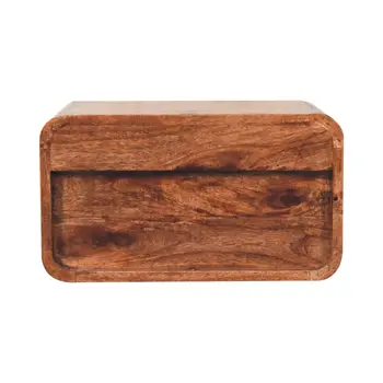 18" Brown Solid Wood Two Drawer Floating Nightstand