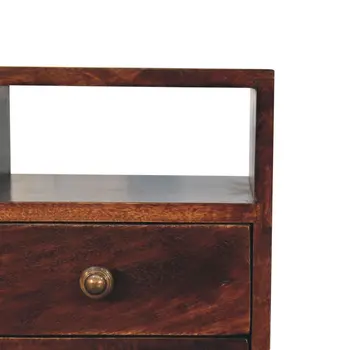 20" Walnut Solid Wood Square Two Drawer Nightstand