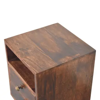 20" Walnut Solid Wood Square Two Drawer Nightstand