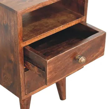 20" Walnut Solid Wood Square Two Drawer Nightstand