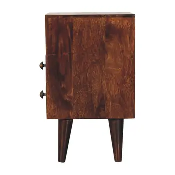 20" Walnut Solid Wood Square Two Drawer Nightstand