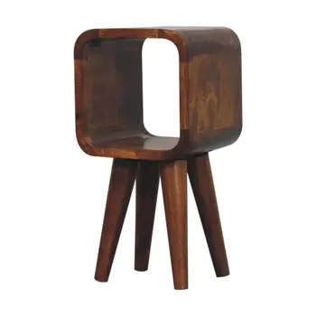 16" Brown Solid Wood Square Nightstand