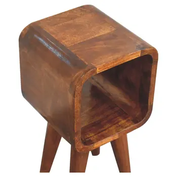 16" Brown Solid Wood Square Nightstand