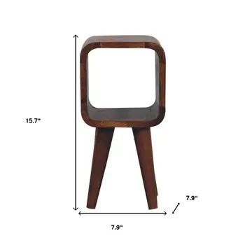 16" Brown Solid Wood Square Nightstand