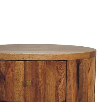18" Natural Solid Wood Oval Two Drawer Nightstand