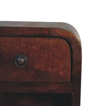 8" Dark Brown Solid Wood Square One Drawer Nightstand