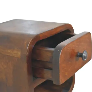 8" Dark Brown Solid Wood Square One Drawer Nightstand