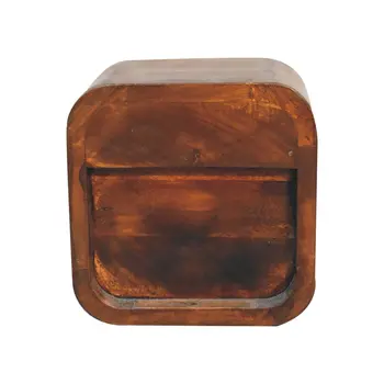 8" Dark Brown Solid Wood Square One Drawer Nightstand