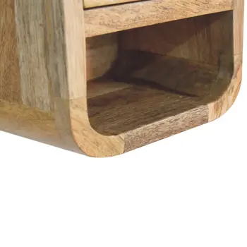 8" Beige Solid Wood Square One Drawer Nightstand