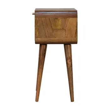 21" Natural Solid Wood Cane Rattan One Drawer Nightstand