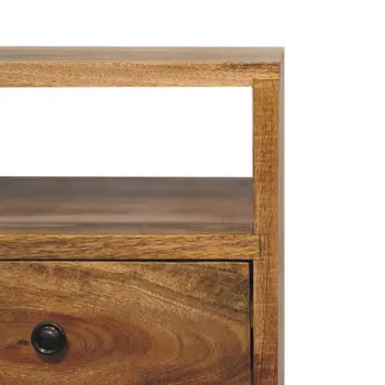 20" Brown Solid Wood Two Drawer Nightstand