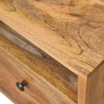 20" Brown Solid Wood Two Drawer Nightstand