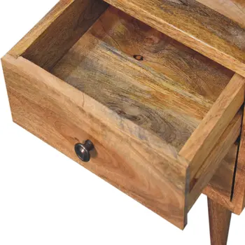 20" Brown Solid Wood Two Drawer Nightstand