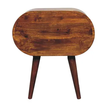 24" Chestnut Solid Wood Oval Two Drawer Nightstand