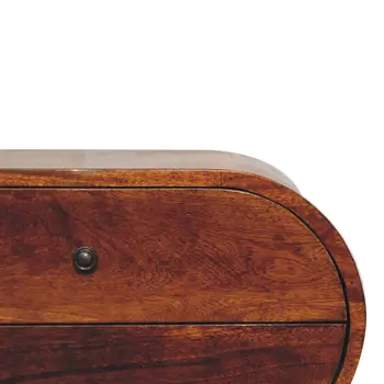 24" Chestnut Solid Wood Oval Two Drawer Nightstand