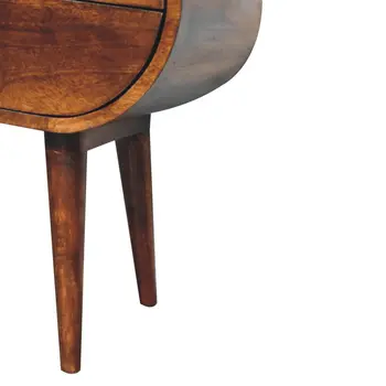24" Chestnut Solid Wood Oval Two Drawer Nightstand