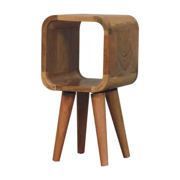 16" Brown Solid Wood Square Nightstand