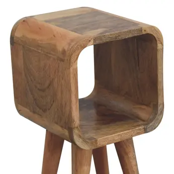 16" Brown Solid Wood Square Nightstand