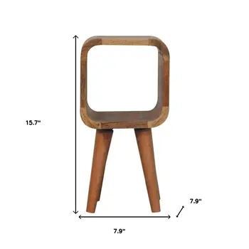 16" Brown Solid Wood Square Nightstand