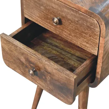 22" Brown Solid Wood Square Two Drawer Nightstand